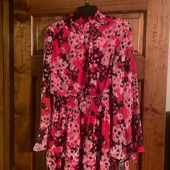 NWT - Taylor Women's Floral-Print Bell-Sleeve Tiered A-Line Dress - Picture 5 of 5